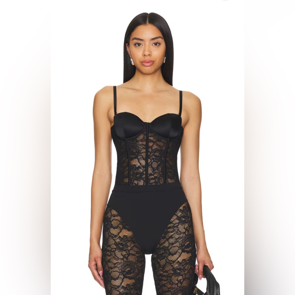 Fleur du mal x Revolve Boned Bustier in Black Size Medium
